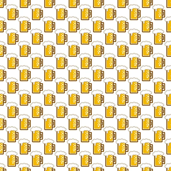Naadloos Bier Een Glas Patroon Achtergrond — Stockfoto
