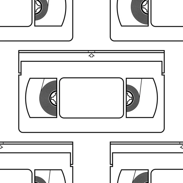 Seamless Video Cassette Tape or VHS Tape pattern. Retro Vibe 1980s-1990s concept.