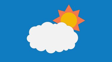 Mavi arka planda bulut. Soyut düz duvar kâğıdı. Kağıt biçimi tasarım ögesi.