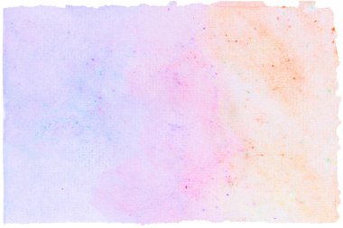 Isolated purple, pink and orange watercolor painting on white background. Cut out watercolor design element.