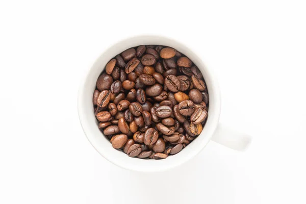 Cutout Coffee Beans White Coffee Cup White Background — Stock Photo, Image
