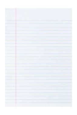 Cutout real notebook paper on white background. Back to school concept. Realistic square and lined sheet paper. Paper blank sheets of a notebook. White sheets notepapers.