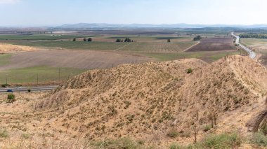 Kuzey İsrail 'deki Jezreel Vadisi' nin Tel Megiddo Nation Park manzarası.