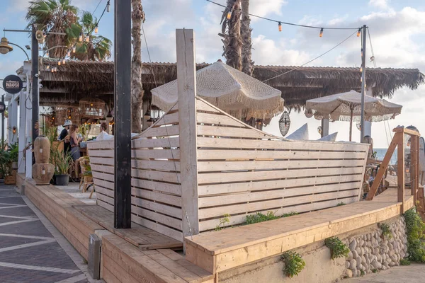 Cinema Paradiso Restaurante Con Forma Barco Playa Mediterránea Cerca Haifa —  Fotos de Stock