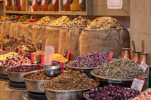 Ingredienti Secchi Molti Tipi Tisane Mercato Mahane Yehuda Gerusalemme — Foto Stock