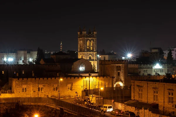 Jerusalén Israel 2021 Catedral San Jorge Noche Jerusalén Israel — Foto de Stock