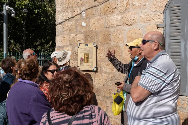 Jérusalem Israël 2021 Guide Touristique Touristes Profitant Une Journée Visites — Photo