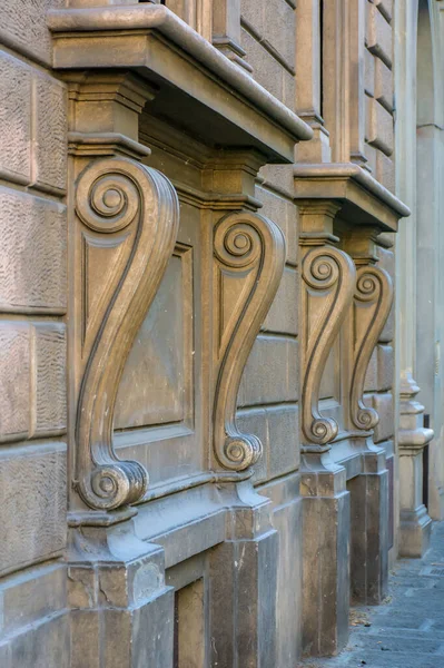 Interesting Architectural Feature Beautiful Smooth Scrolls Window Ledge Florence Italy — Foto Stock