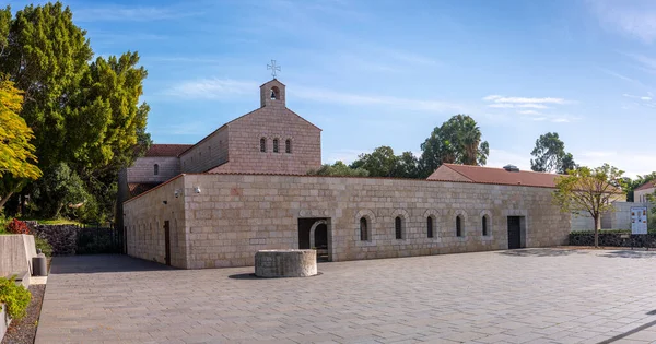 Panorama Exterior Tabgha Church Multiplication Loaves Fishes Also Called Church — Stock Photo, Image