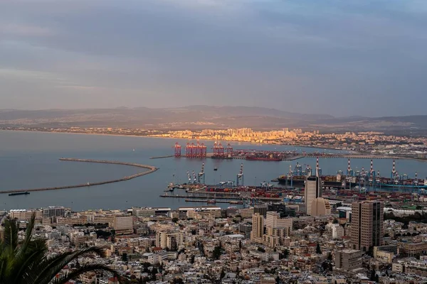Blick Auf Die Bucht Von Haifa Und Umgebung Einschließlich Des — Stockfoto