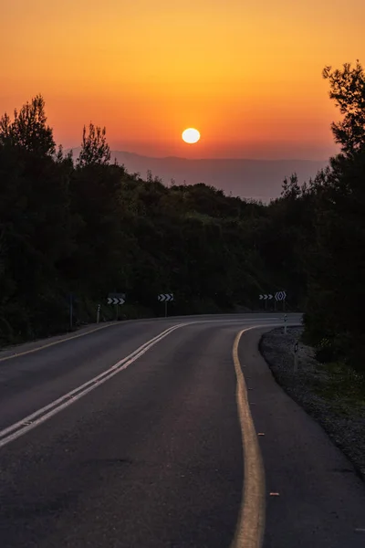 Road Mount Gilboa Sun Goes Peaceful Evening Israel — Stockfoto