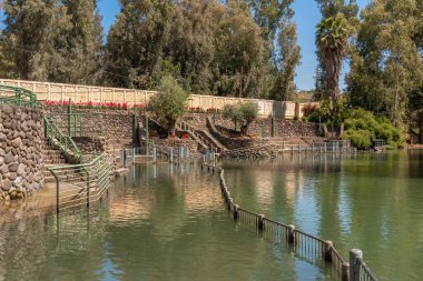 The baptismal area of the Yardenit Baptismal site on the Jordan River in Israel