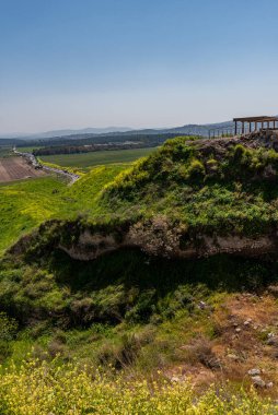 Kuzey İsrail 'deki Jezreel Vadisi' nin Tel Megiddo Nation Park manzarası.