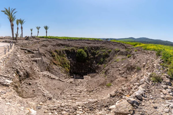 Escadas Para Sistema Água Período Dos Reis Israelitas 187 Degraus — Fotografia de Stock