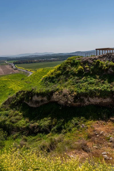 Widok Tel Megiddo Nation Park Doliny Jezreel Północnym Izraelu — Zdjęcie stockowe