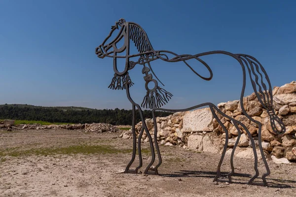 Megiddo Izrael Května 2022 Socha Koně Národním Parku Tel Megiddo — Stock fotografie