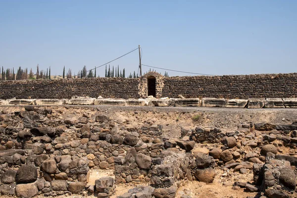 Variedade Características Arquitetônicas Esculpidas Nas Ruínas Cafarnaum Kfar Nahum Caparnaum — Fotografia de Stock