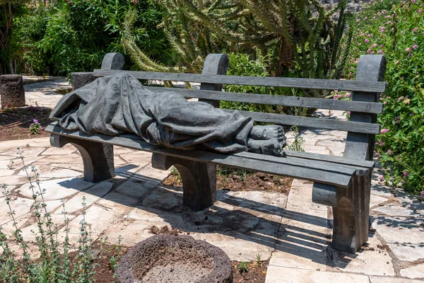 Capernaum Israel Mayo 2022 Homeless Jesus Jesus Homeless Una Escultura — Foto de Stock
