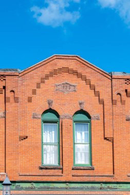 Yazın binaların mimari detayları. ABD 'nin Minnesota kırsalında..