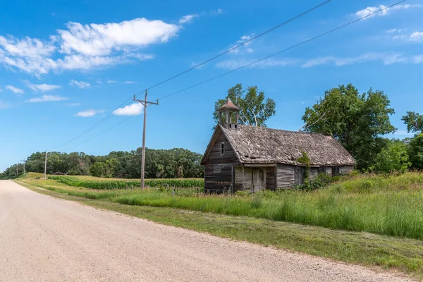 Altes Einzimmerschulhaus Einem Sommertag Der Nähe Von Underwood Minnesota Usa — Stockfoto