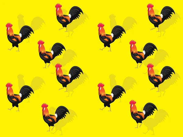 动物动画序列公鸡走行卡通矢量无缝隙壁纸 — 图库矢量图片