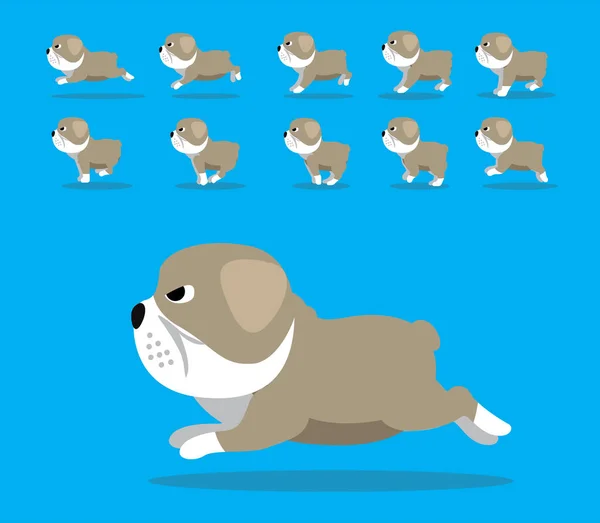 Animal Animation Séquence Chien Bulldog Cartoon Vector Fawn Coat — Image vectorielle