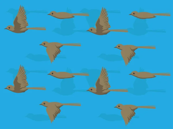 动物动画序列夜莺飞行卡通矢量无缝隙壁纸 — 图库矢量图片