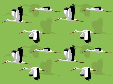 Hayvan Animasyon Sıralaması Beyaz Leylek Uçan Çizgi Film Vektörü Kusursuz Duvar Kağıdı
