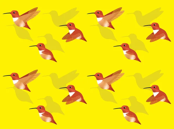 Animation Sequence Rufous Hummingbird Flying Cartoon Vector Seamless Bakgrund — Stock vektor