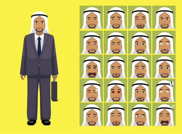 漫画スタイルビジネスマンアラブ服漫画のキャラクター感情 — ストックベクタ