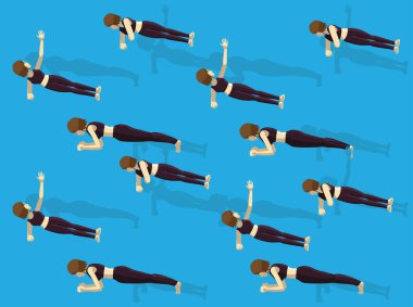 Plank Egzersiz Manga Çizgi Film Vektörü Kusursuz Duvar Kağıdı 1