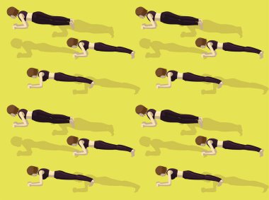 Plank Egzersiz Manga Çizgi Film Vektörü Kusursuz Duvar Kağıdı 2