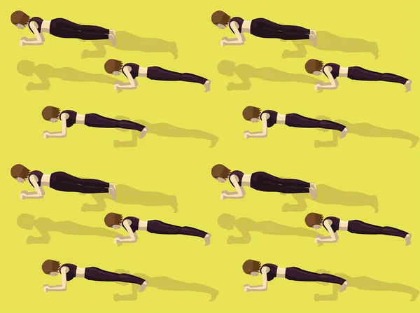 Plank Workout Exercise Manga Cartoon Vector Seamless Wallpaper — 스톡 벡터