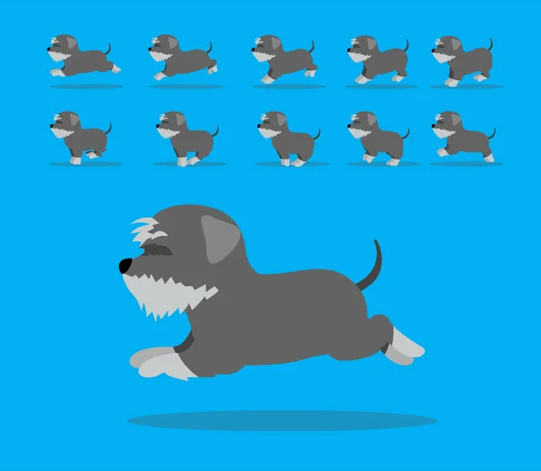Animace Zvířat Sekvence Dog Schnauzer Cartoon Vector Grey Coat — Stockový vektor