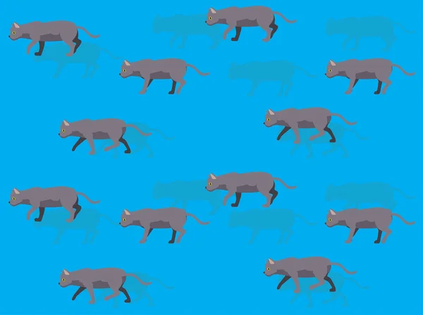 Cat Korat Wandelen Tekenfilm Vector Naadloze Wallpaper — Stockvector