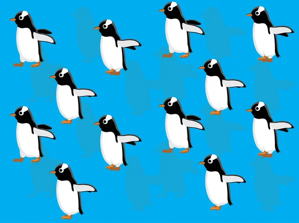 Animación Animal Gentoo Penguin Walking Cartoon Vector Seamless Fondo Pantalla — Vector de stock