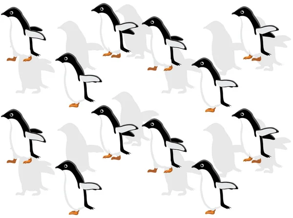 Animação Animal Adelie Pinguim Walking Cartoon Vector Papel Parede Sem — Vetor de Stock