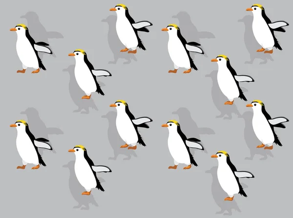 Animal Animation Royal Penguin Walking Cartoon Vector Zökkenőmentes Tapéta — Stock Vector