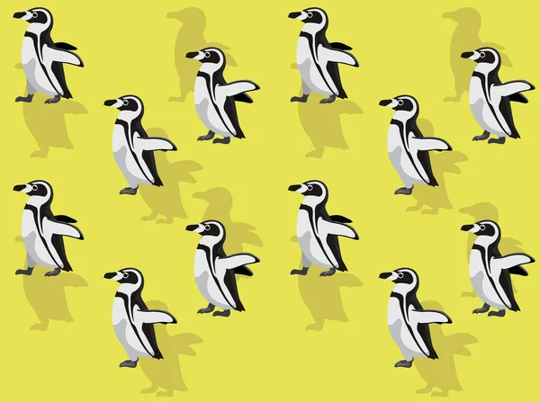 Animation Ζώων Humbolt Penguin Γελοιογραφία Vector Seamless Wallpaper — Διανυσματικό Αρχείο