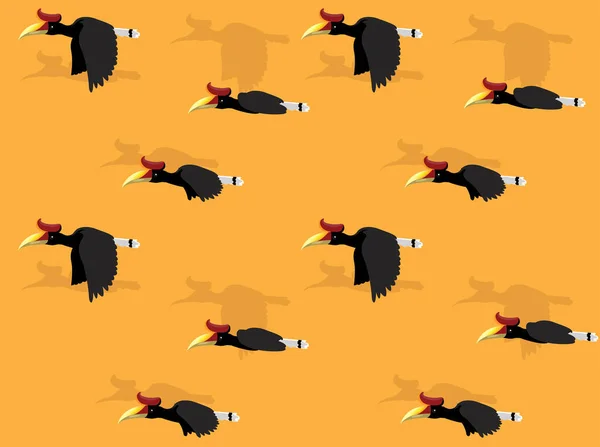 Animace Zvířat Rhinoceros Hornbill Cartoon Vector Seamless Wallpaper — Stockový vektor