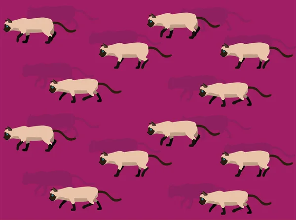 Animal Animation Siamese Tonkinese Cat Cartoon Vector Seamless Wallpaper — 스톡 벡터