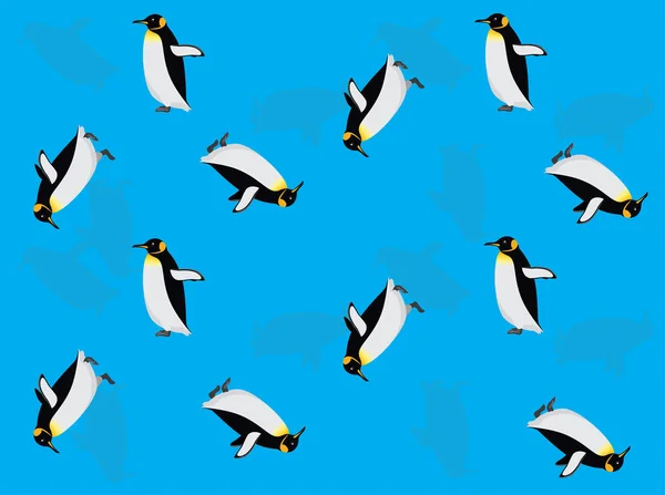 Animation König Pinguin Cartoon Vector Nahtlose Hintergrundbilder — Stockvektor