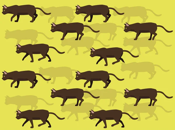 Animation Havanna Brown Cat Cartoon Vector Nahtlose Tapete — Stockvektor