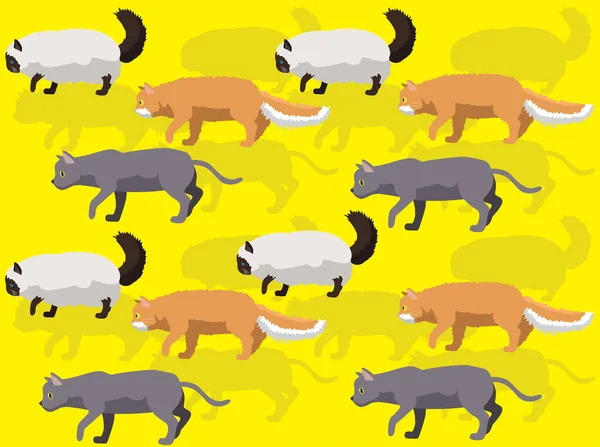 Animação Animal Várias Raças Cat Running Cartoon Vector Conjunto Papel — Vetor de Stock