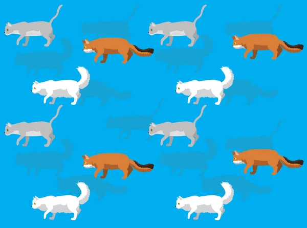 Animation Von Tieren Verschiedener Rassen Katze Läuft Cartoon Vector Seamless — Stockvektor