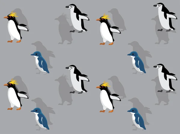 Djur Animation Penguin Macaroni Little Chinstrap Tecknad Vektor Sömlös Bakgrund — Stock vektor