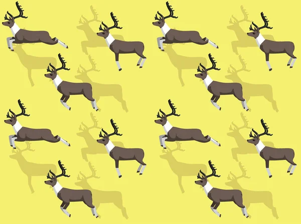 Animal Animation Reindeer Walking Cartoon Vector Seamless Wallpaper — Stock Vector