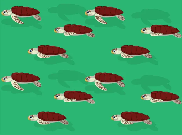 Żółw Morski Loggerhead Wektor Znaków Tapety Bez Szwu — Wektor stockowy
