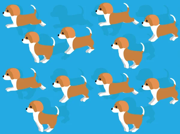 Hund Englischer Foxhound Charakter Animation Vector Seamless Wallpaper — Stockvektor