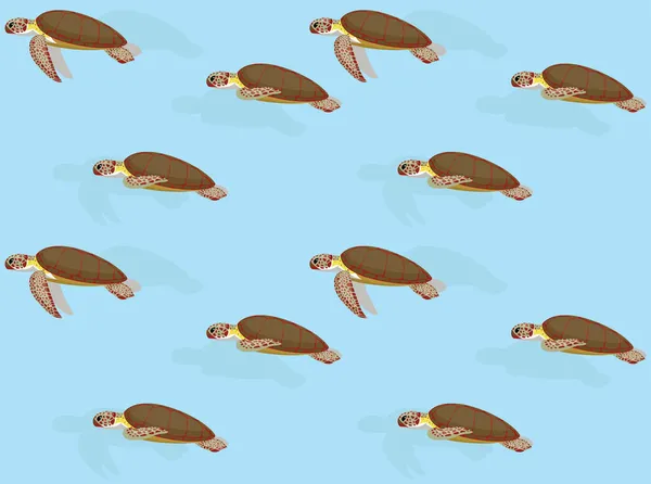 Zeeschildpad Groene Zee Schildpad Animatie Vector Naadloze Behang — Stockvector